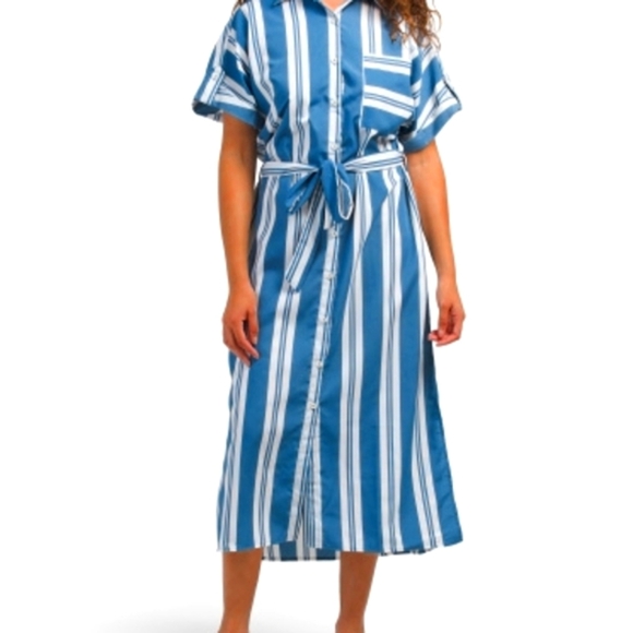Main Strip Dresses & Skirts - Main Strip Blue and White Striped Maxi Dress